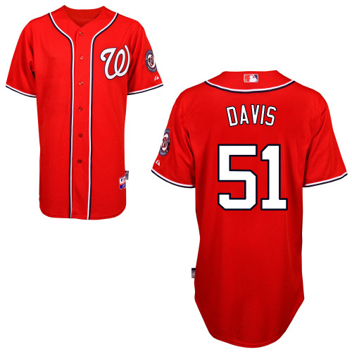 Erik Davis #51 Youth Baseball Jersey-Washington Nationals Authentic Alternate 1 Red Cool Base MLB Jersey